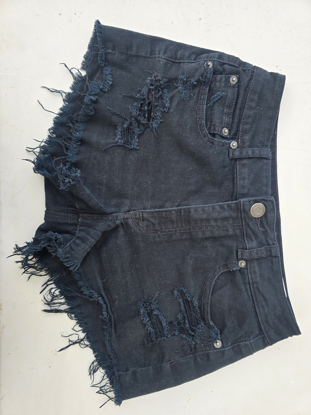 American Eagle Outfitters Black Distressed Denim Cutoff Shorts